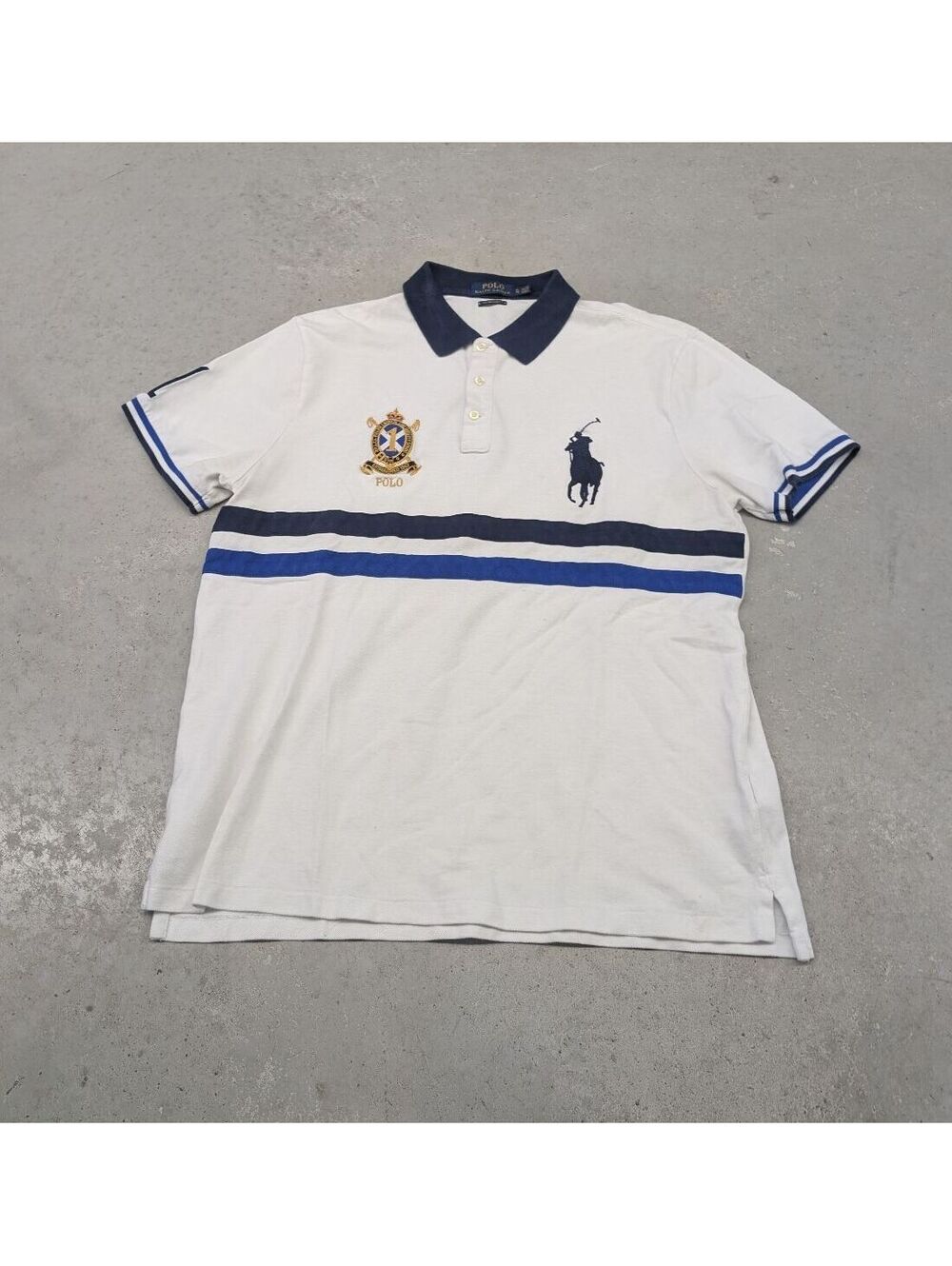 Polo Ralph Lauren Big Pony White and Navy Blue Polo Shirt